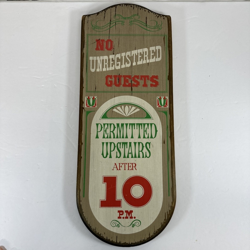 Vintage Yorkcraft Inc. "No Unregistered Guests" Bar Man Cave Sign‎ Plaque